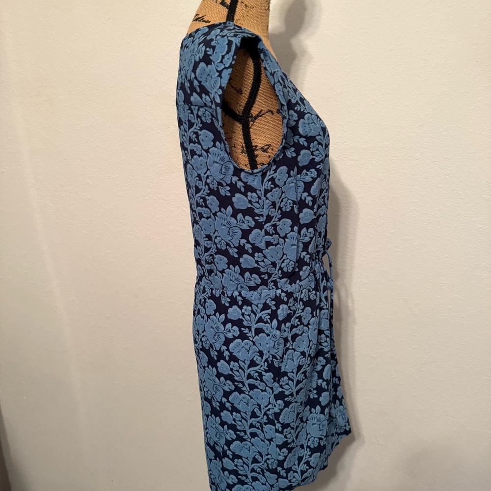 CAbi Java Dress indigo Floral cap sleeves blue and black small - Picture 7 of 12